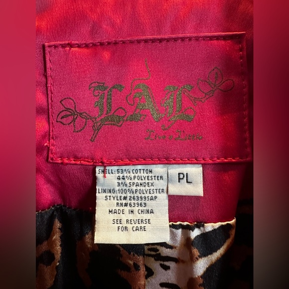 Melon Pink Satin Jacket w/ Leopard Print Liner Size LP - Picture 4 of 4